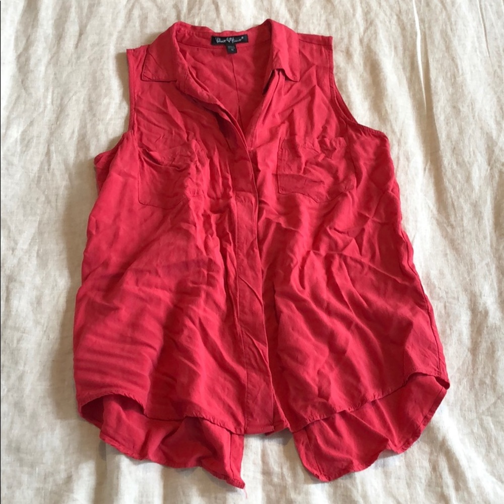 2 For $20 Coral Sleeveless Blouse Velvet Heart